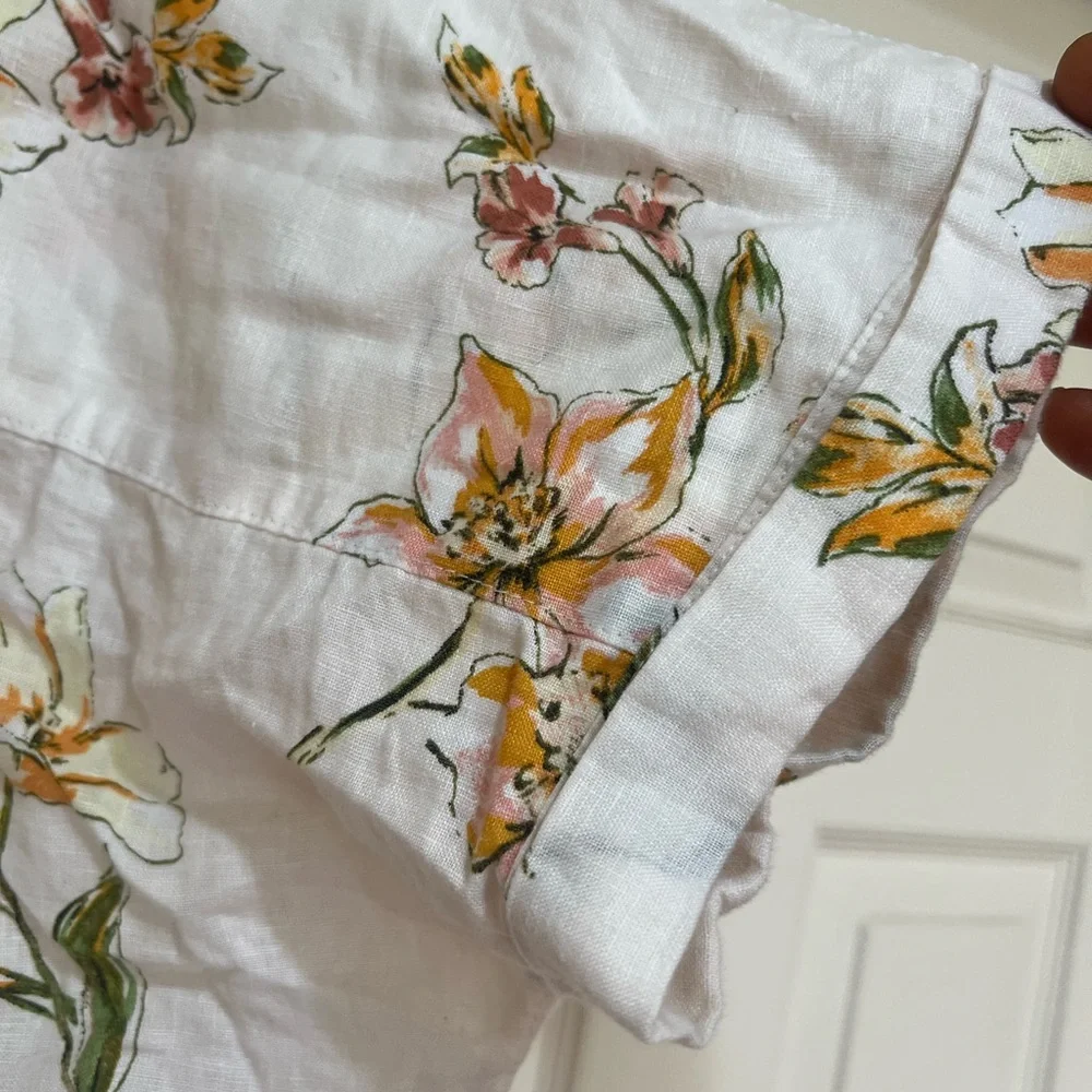rachel roy linen top‎ Tropical Floral Boxy Shirt Relaxed Beach Resort Wear Large